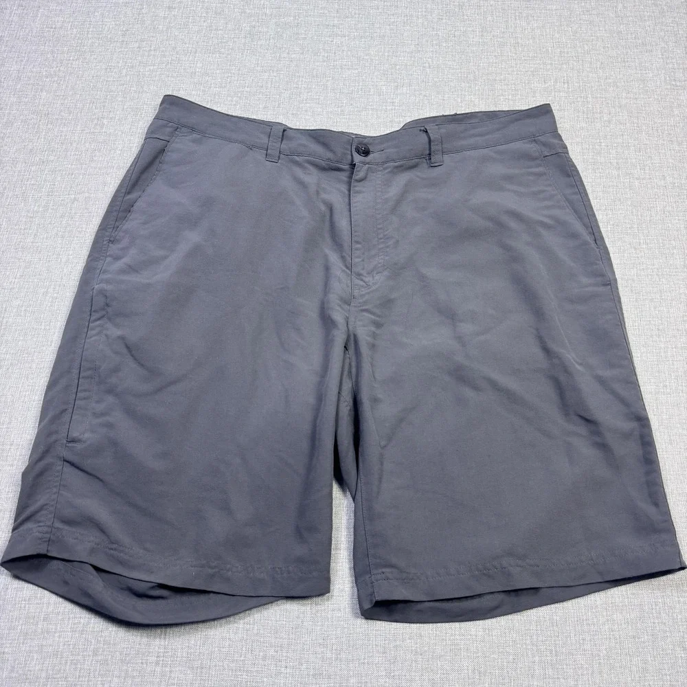 REI Chino Shorts Mens 40 Gray Cotton Canvas Belted Pockets Flat Front 11